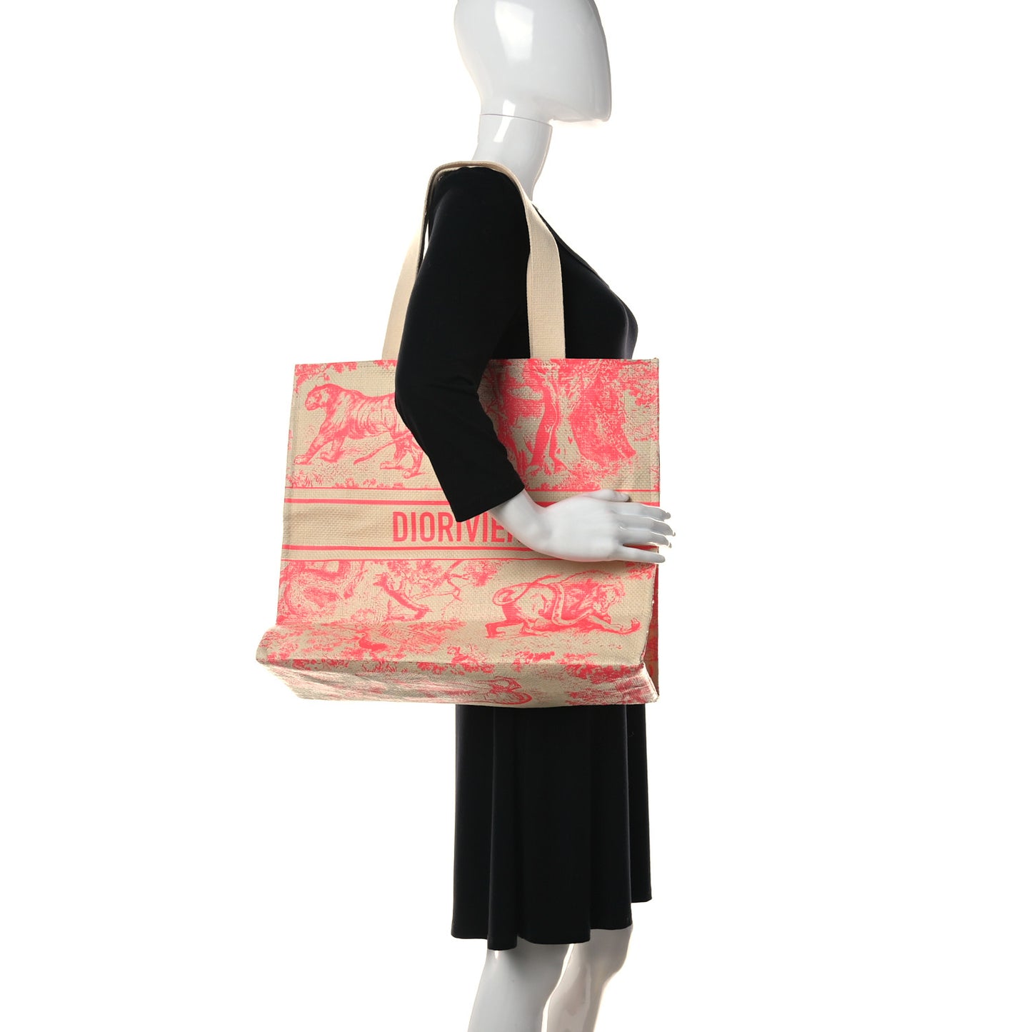 Straw Dioriviera Tote Pink