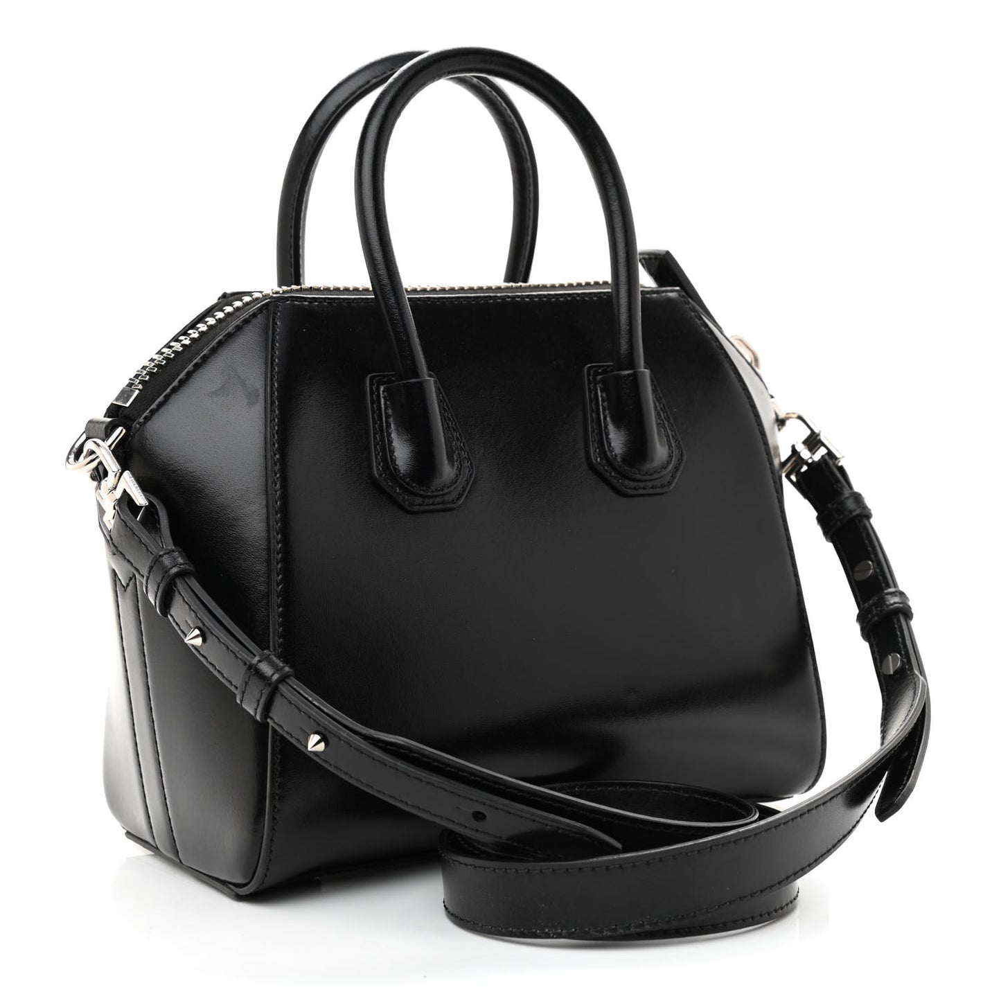 Shiny Lord Calfskin Mini Antigona Black
