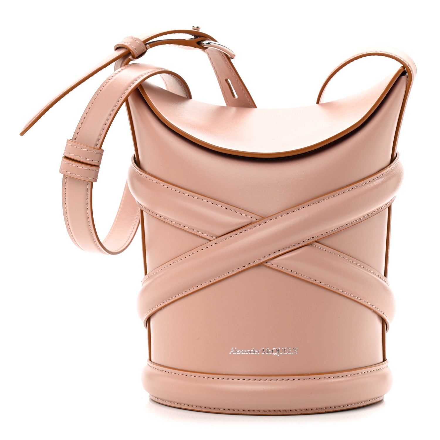 Alexander McQueen Calfskin Mini Curve Bucket Bag Nude 1 of 8