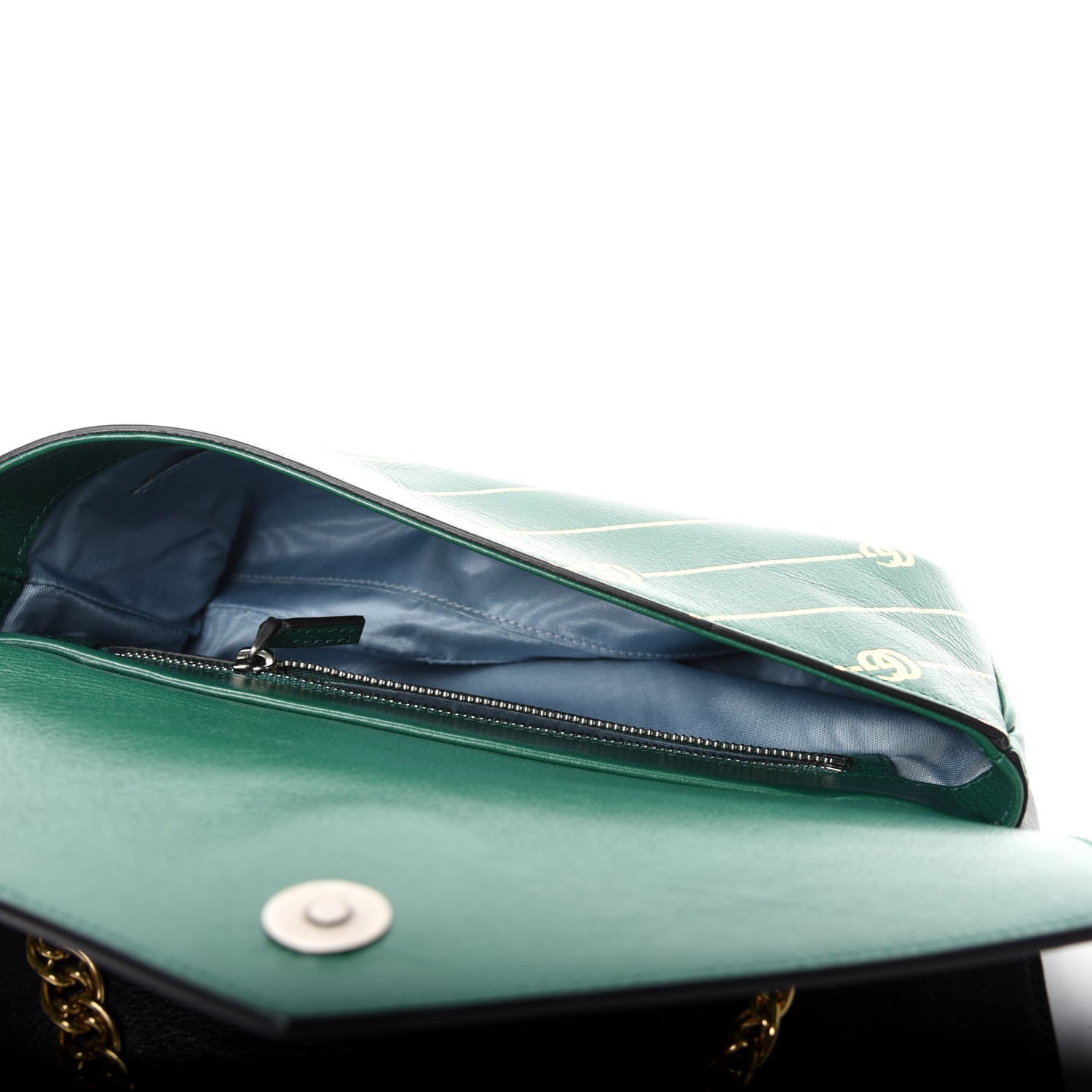 Gucci Calfskin Diagonal GG Medium Thiara Double Envelope Shoulder Bag Emerald Green Black 5 of 11