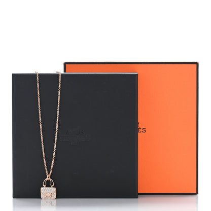 Hermes 18K Rose Gold Diamond Constance Amulettes Pendant Necklace 6 of 6