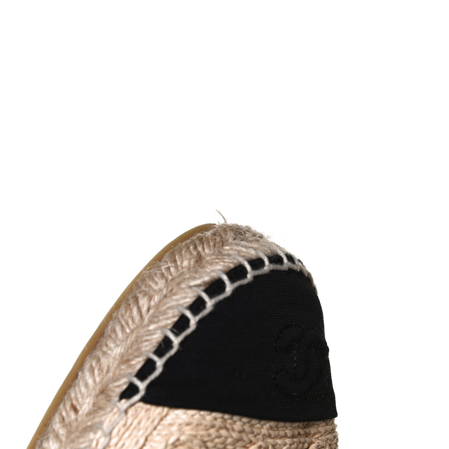 Raffia Fabric CC Espadrilles 36 Beige Black