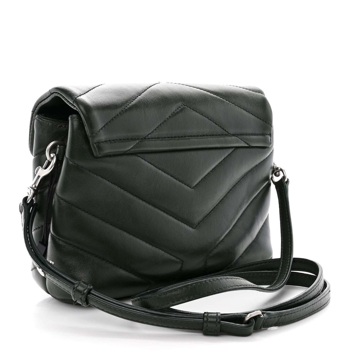 Saint Laurent Calfskin Y Quilted Monogram Toy Loulou Crossbody Bag Deep Green 3 of 13