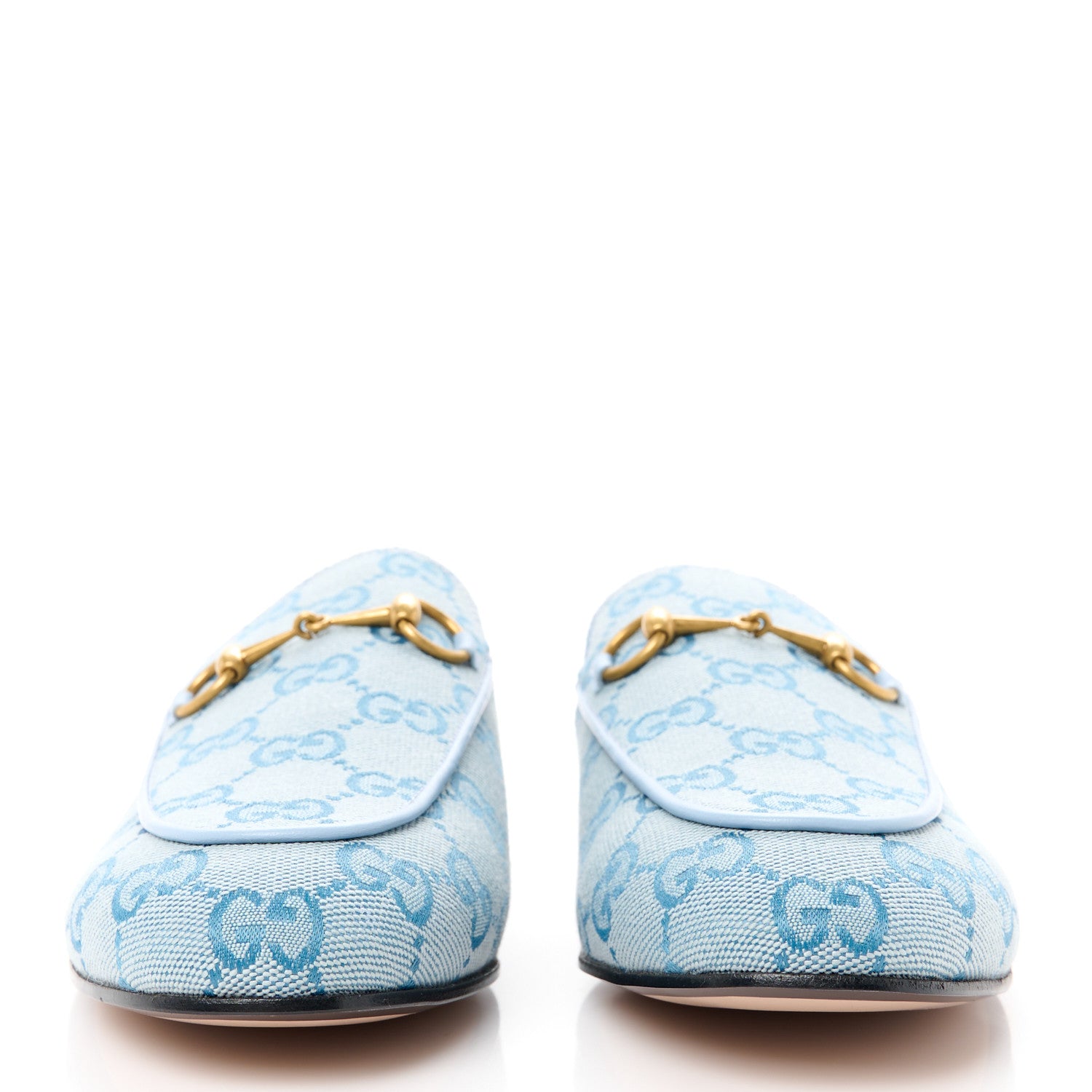 Gucci Canvas GG Monogram Nappa Womens Princetown Slippers 38.5 Porcelain Light Blue Dark Porcelain Light Blue 2 of 9