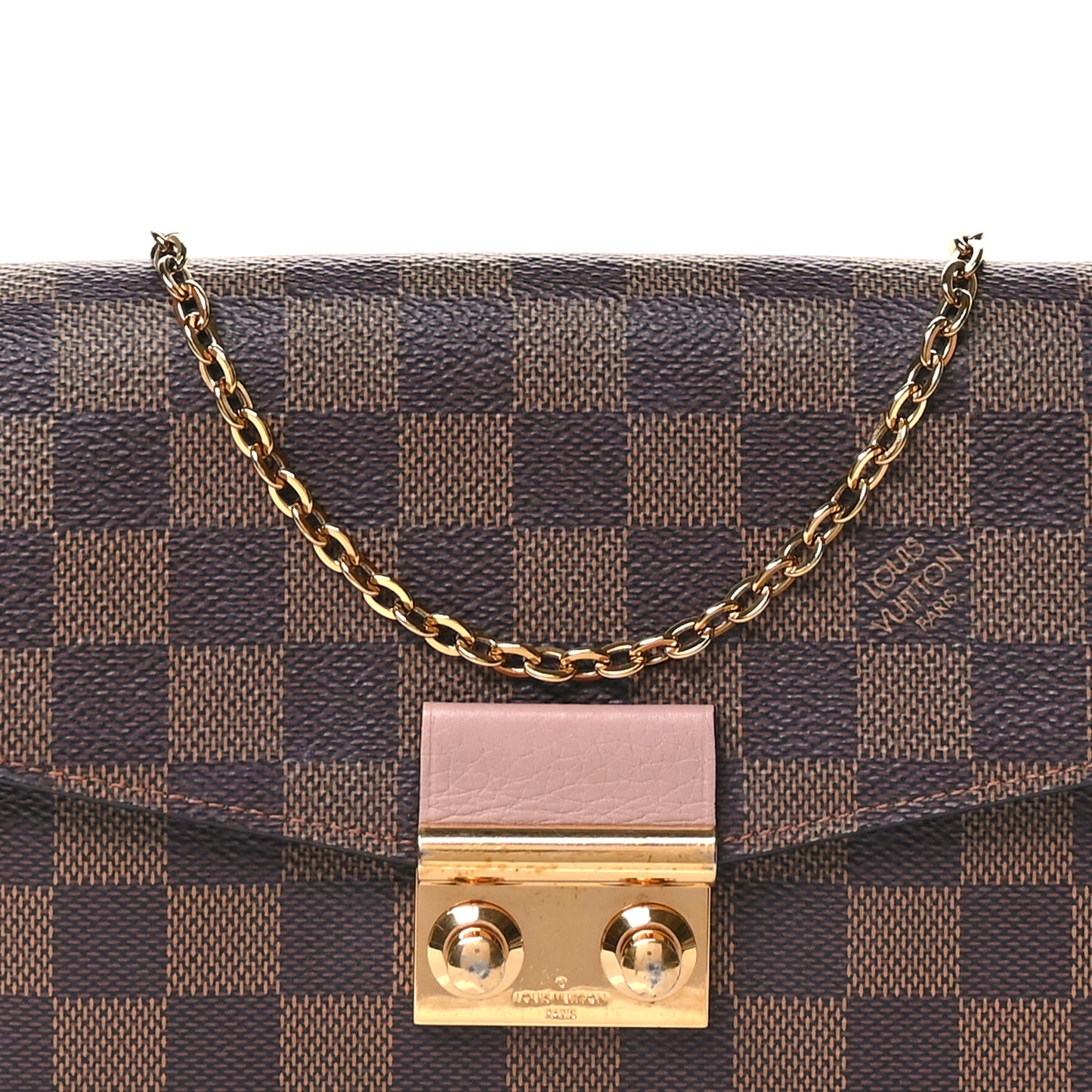 Damier Ebene Croisette Chain Wallet Magnolia