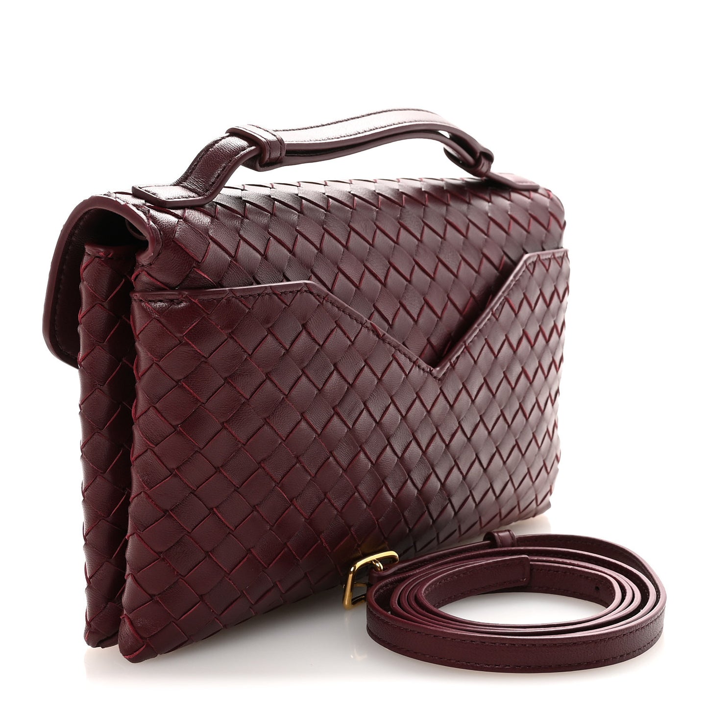 Nappa Intrecciato Knot Lock Top Handle Crossbody Bag Barolo Barolo