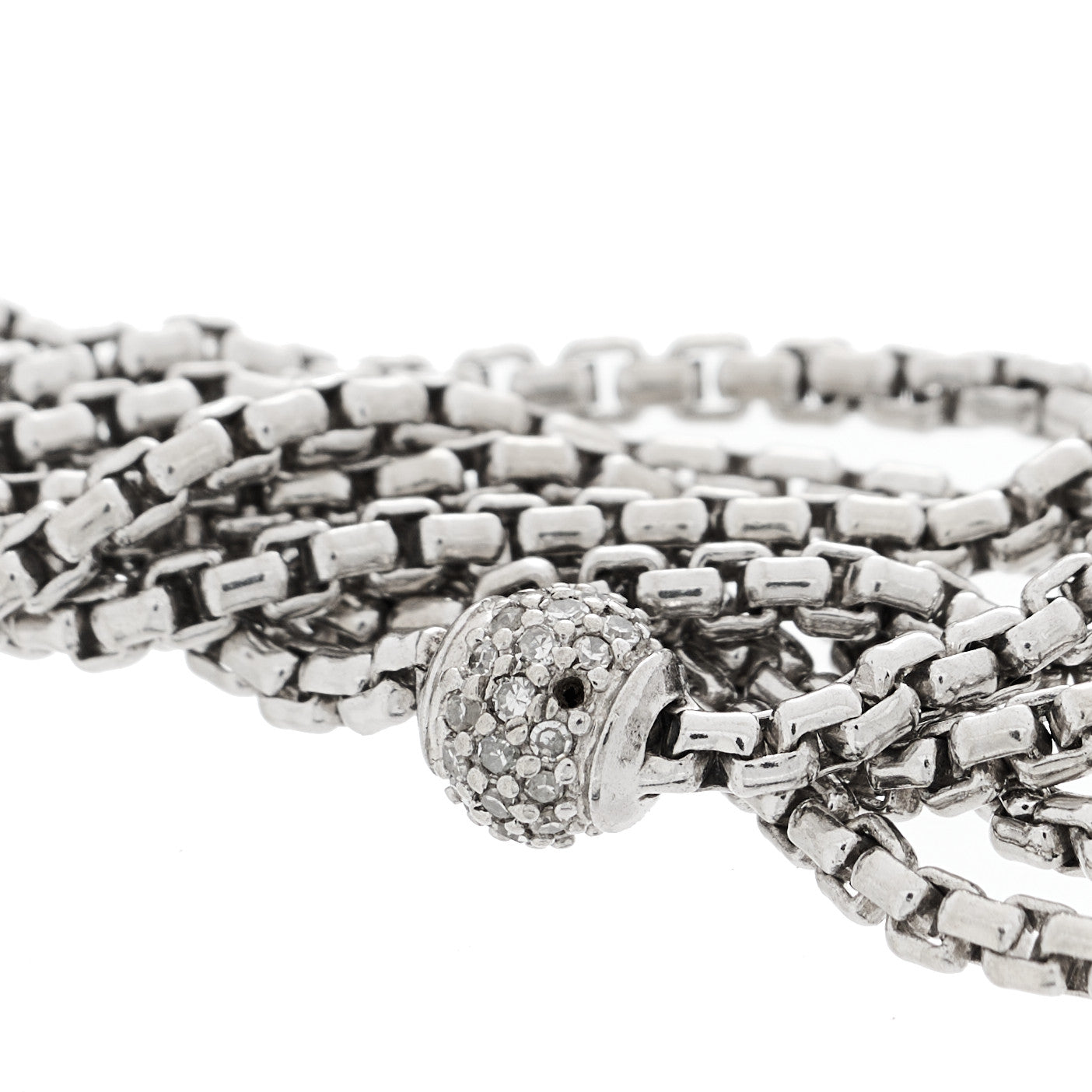 David Yurman Sterling Silver Diamond Pave Bead Multi Strand Bracelet 4 of 4