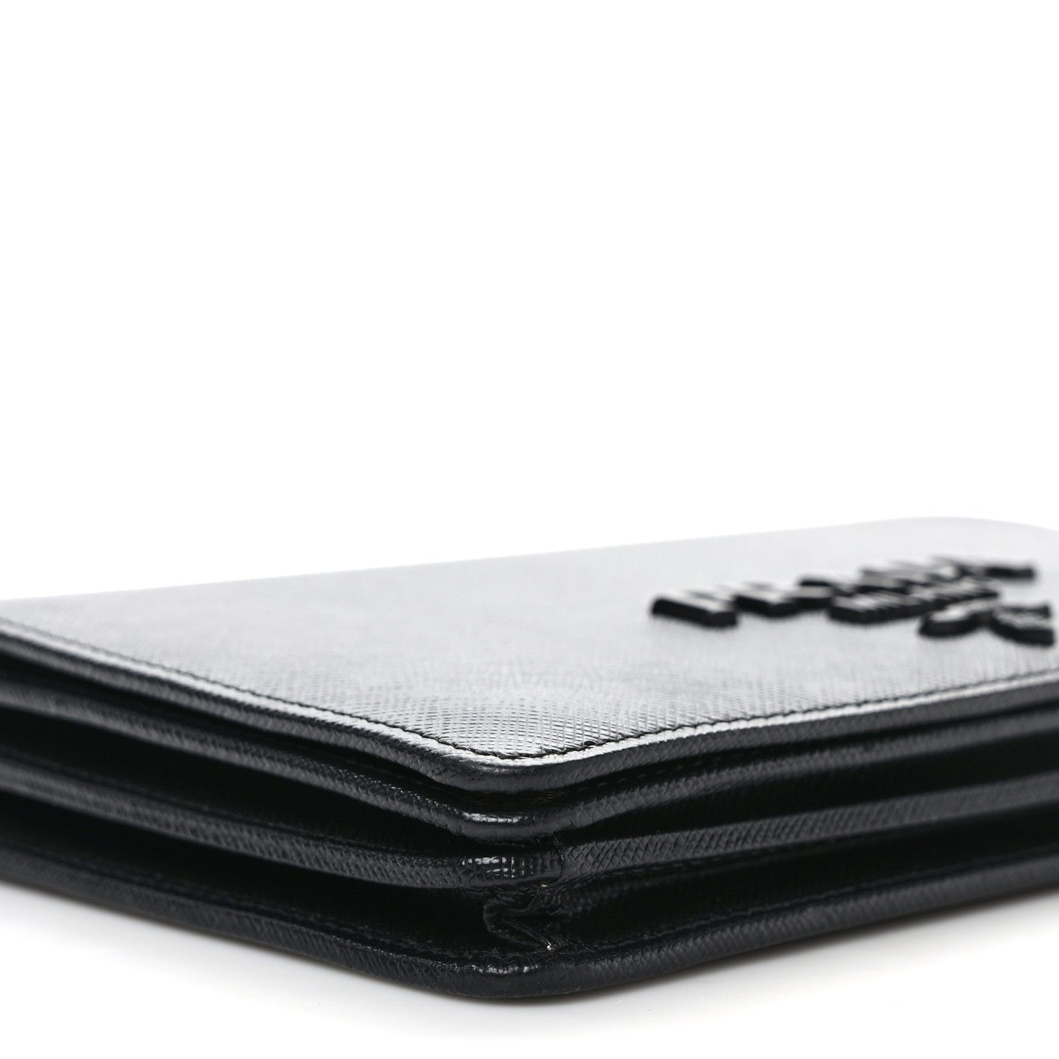 Prada Saffiano Lux Monochrome Chain Wallet Black 7 of 8