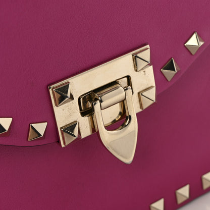 Valentino Garavani Vitello Small Rockstud Flip Lock Crossbody Bag Fuxia 10 of 14