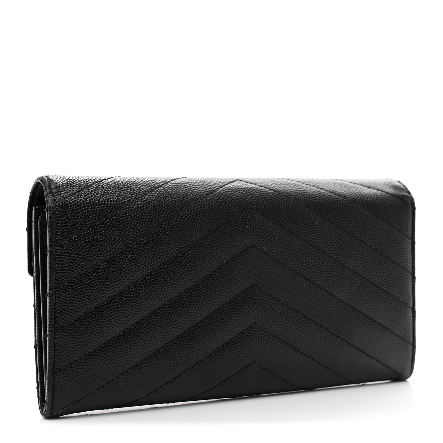 Grain De Poudre Matelasse Chevron Monogram Flap Wallet Black