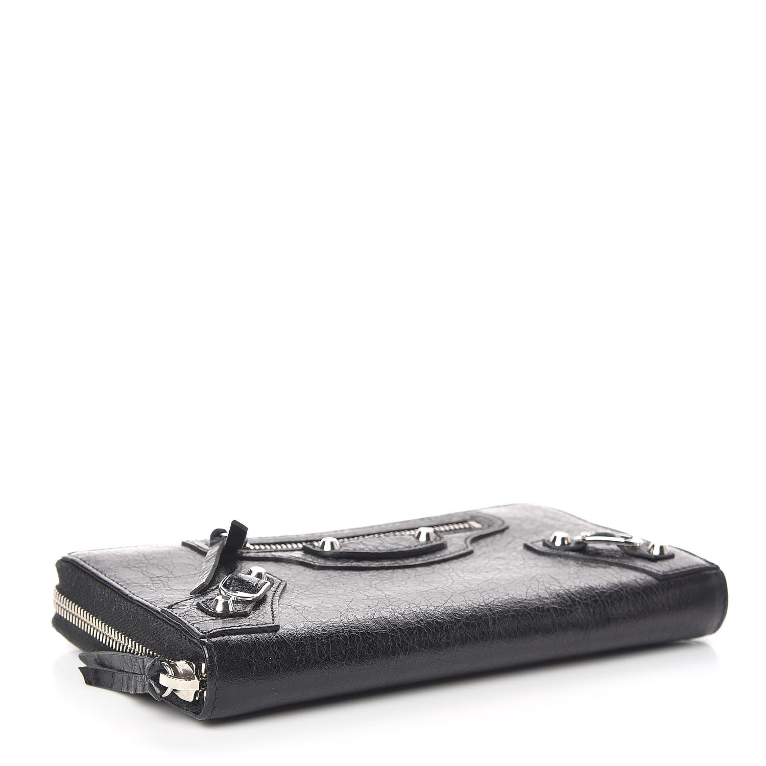 Balenciaga Agneau Classic Silver Hardware Continental Zip Around Wallet Black 4 of 9