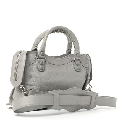 Balenciaga Matte Goatskin Rubber Covered Classic Hardware Mini City Gris Glace 2 of 11