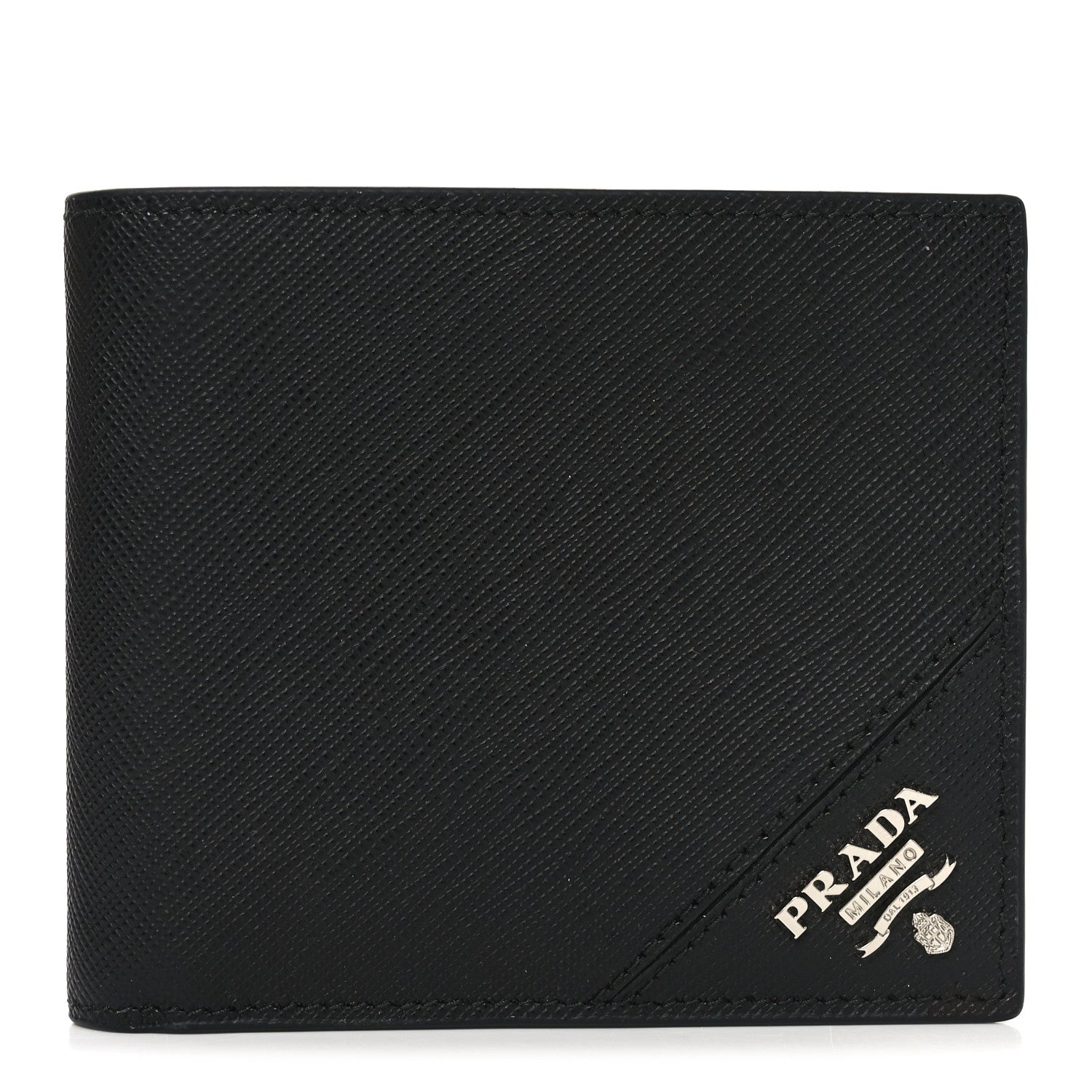 Prada Saffiano Metal Bi-Fold Wallet Black 1 of 6