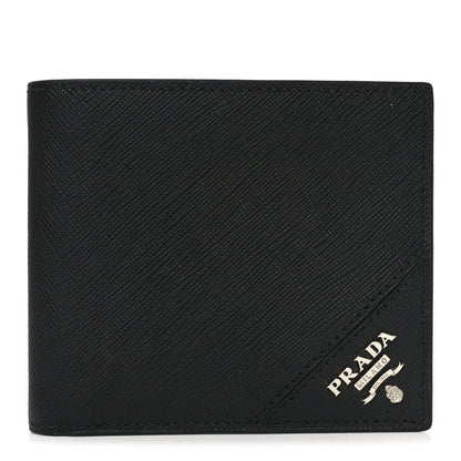 Prada Saffiano Metal Bi-Fold Wallet Black 1 of 6