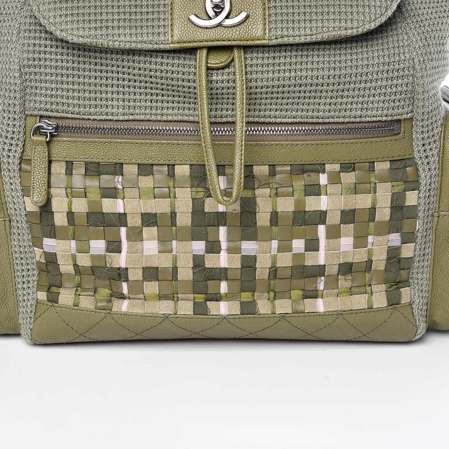 Chanel Tweed Canvas Cuba Pocket Backpack Khaki 12 of 12