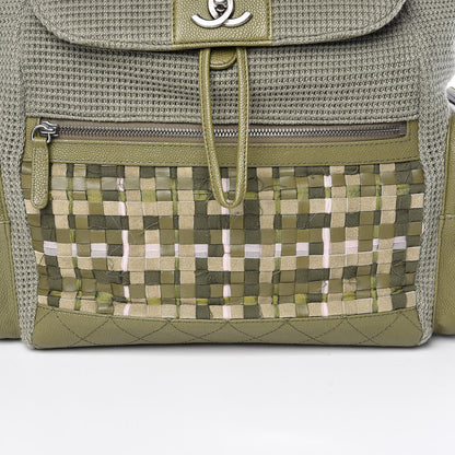Chanel Tweed Canvas Cuba Pocket Backpack Khaki 12 of 12