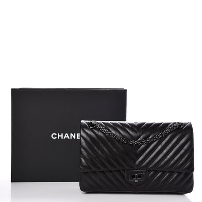 Chanel Aged Calfskin Chevron Quilted 2.55 Reissue 226 So Black 9 of 9