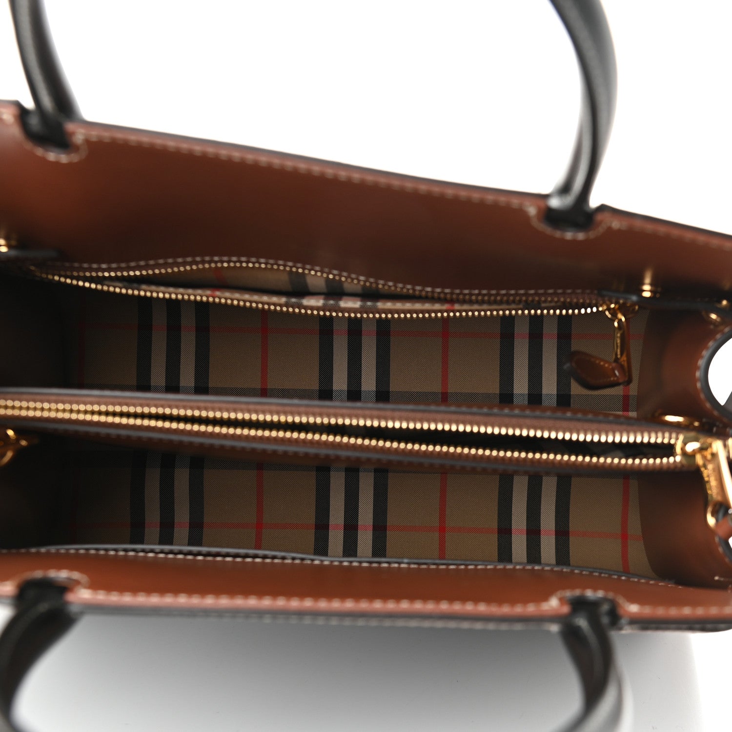 Burberry Calfskin Vintage Check Small Two Handle Title Bag Black 5 of 8