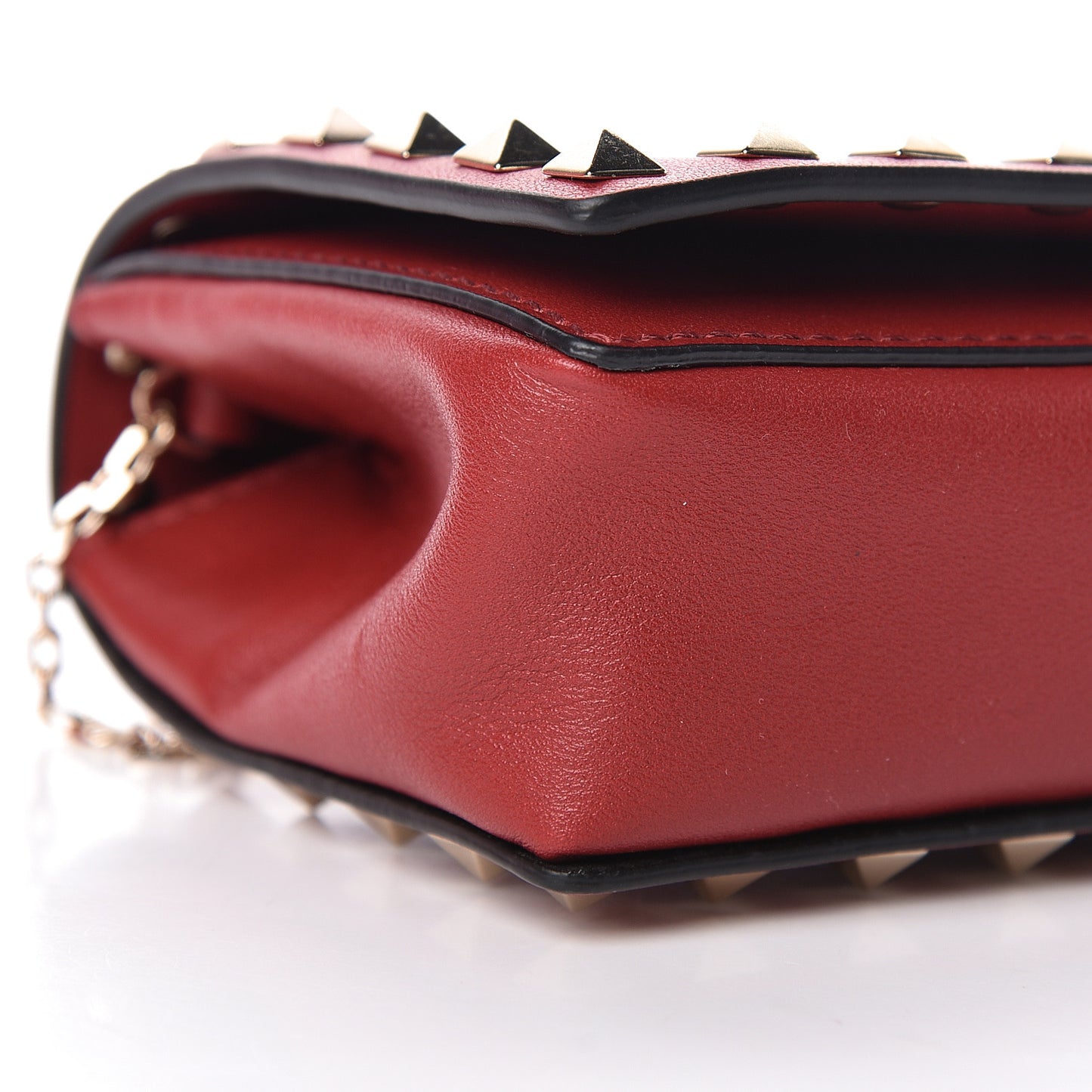 Vitello Small Rockstud Chain Flap Crossbody Bag Red