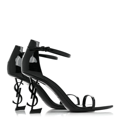 Saint Laurent Patent Calfskin Opyum 85 Sandals 37.5 Black 4 of 10