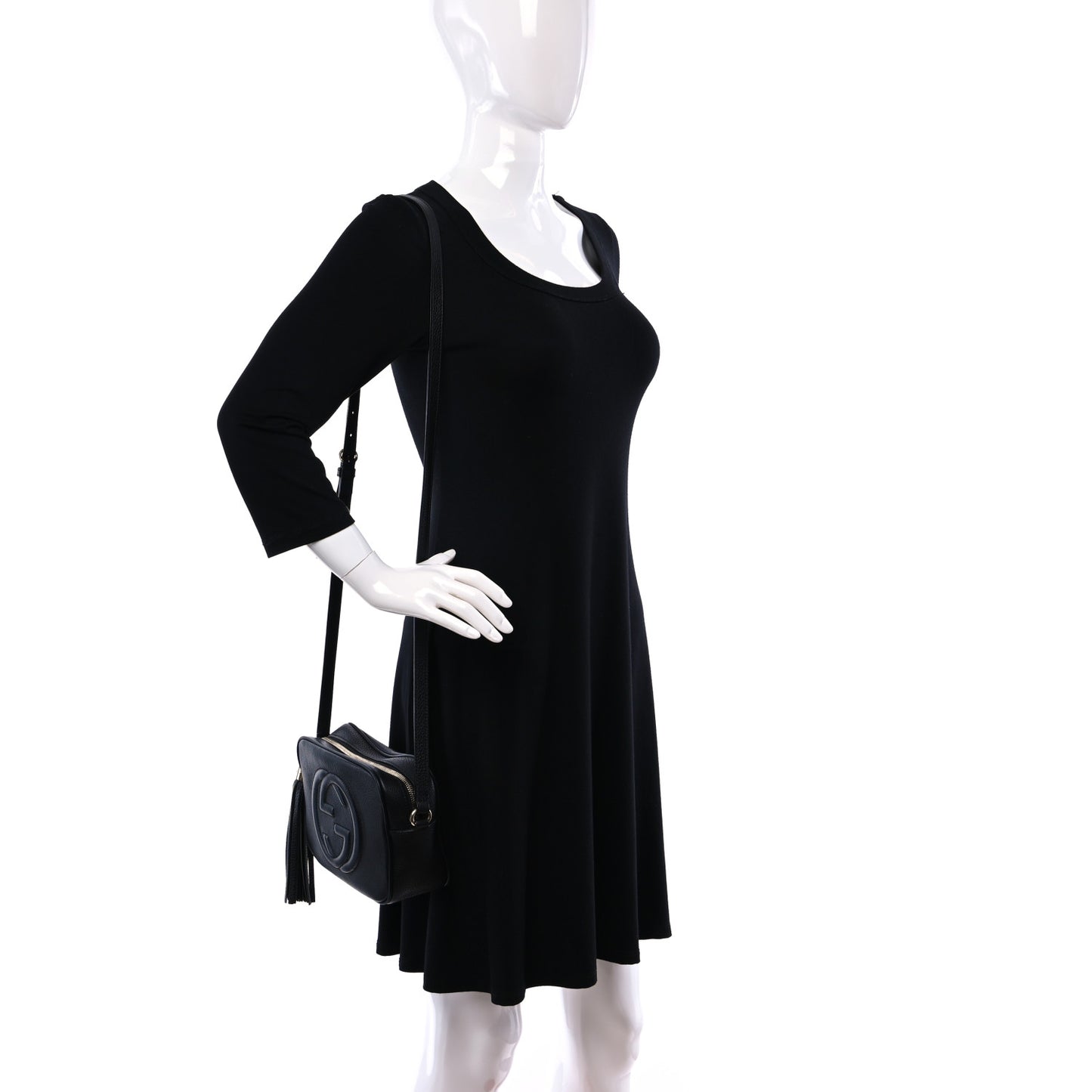 Pebbled Calfskin Small Soho Disco Bag Black