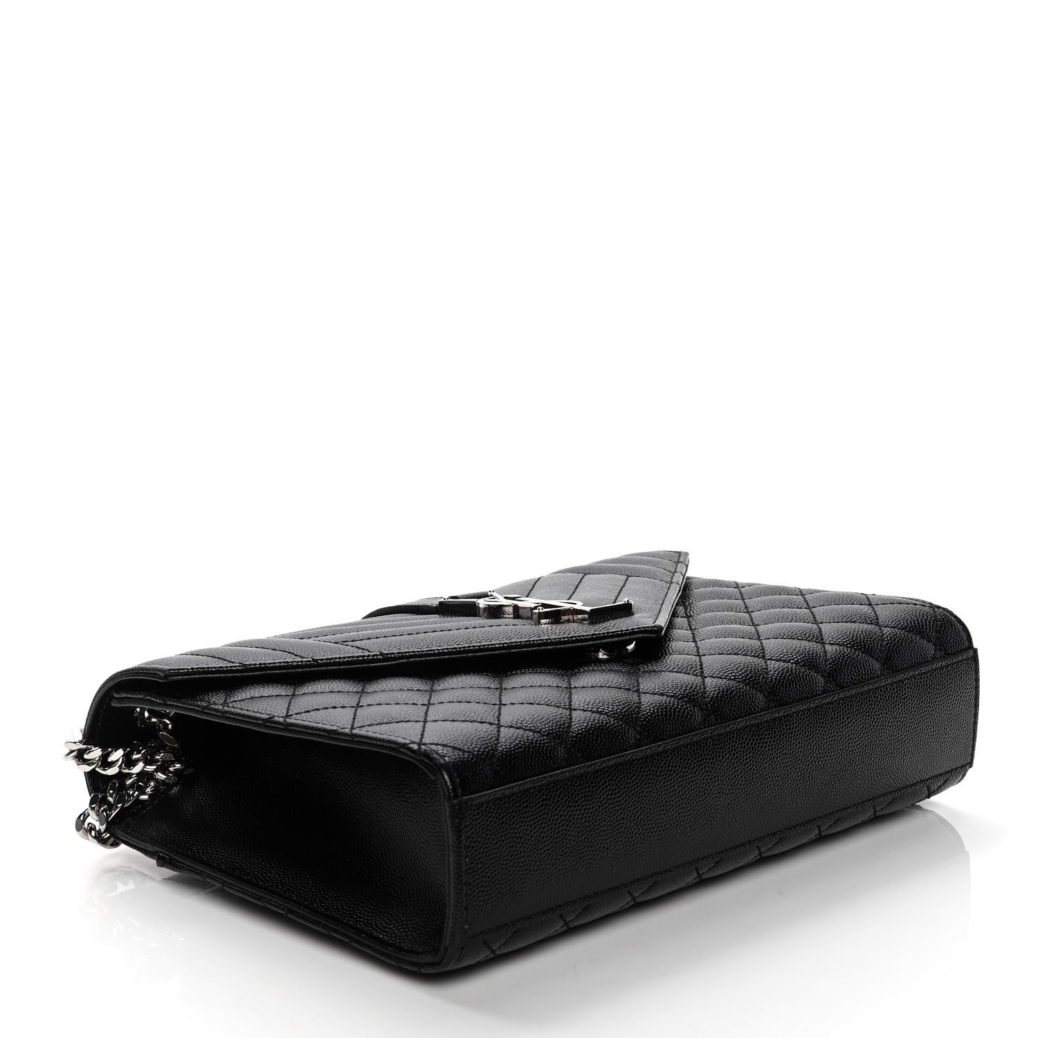 Saint Laurent Grain De Poudre Textured Mixed Matelasse Triquilt Medium Monogram Satchel Black 4 of 11