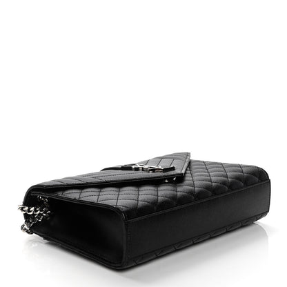 Saint Laurent Grain De Poudre Textured Mixed Matelasse Triquilt Medium Monogram Satchel Black 4 of 11
