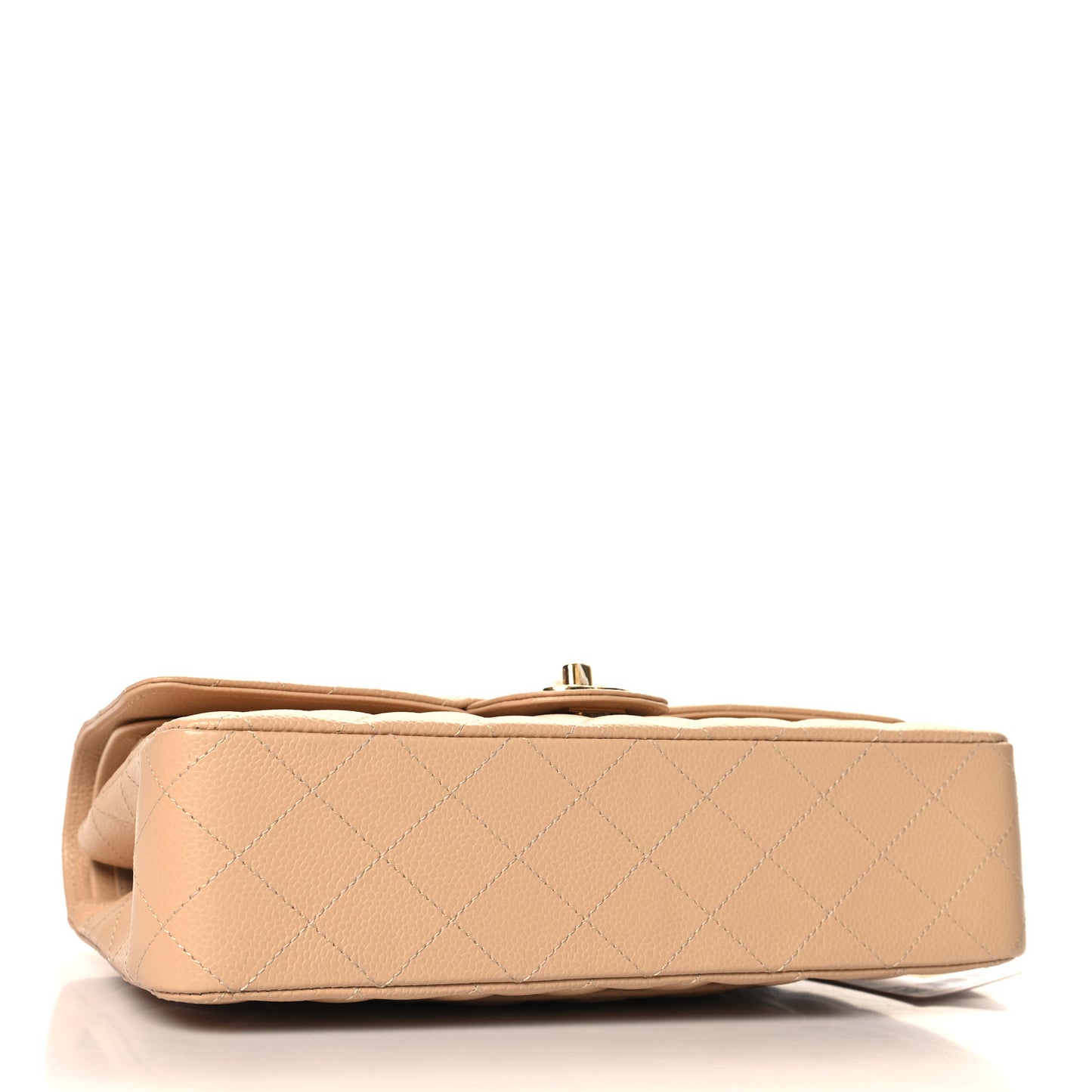 Caviar Quilted Medium Double Flap Beige