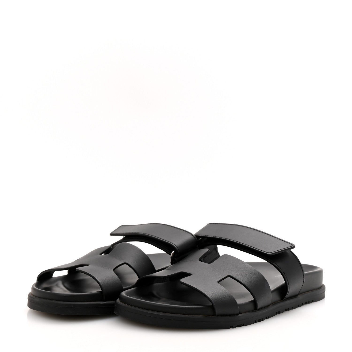 Hermes Calfskin Womens Chypre Sandals 38.5 Black 4 of 10