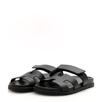 Hermes Calfskin Womens Chypre Sandals 38.5 Black 4 of 10