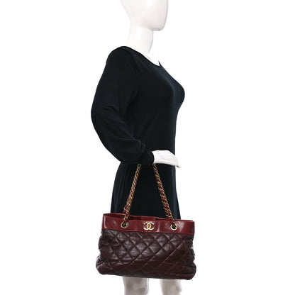 Chanel Calfskin Quilted Medium Soft Elegance Tote Burgundy 3 of 11