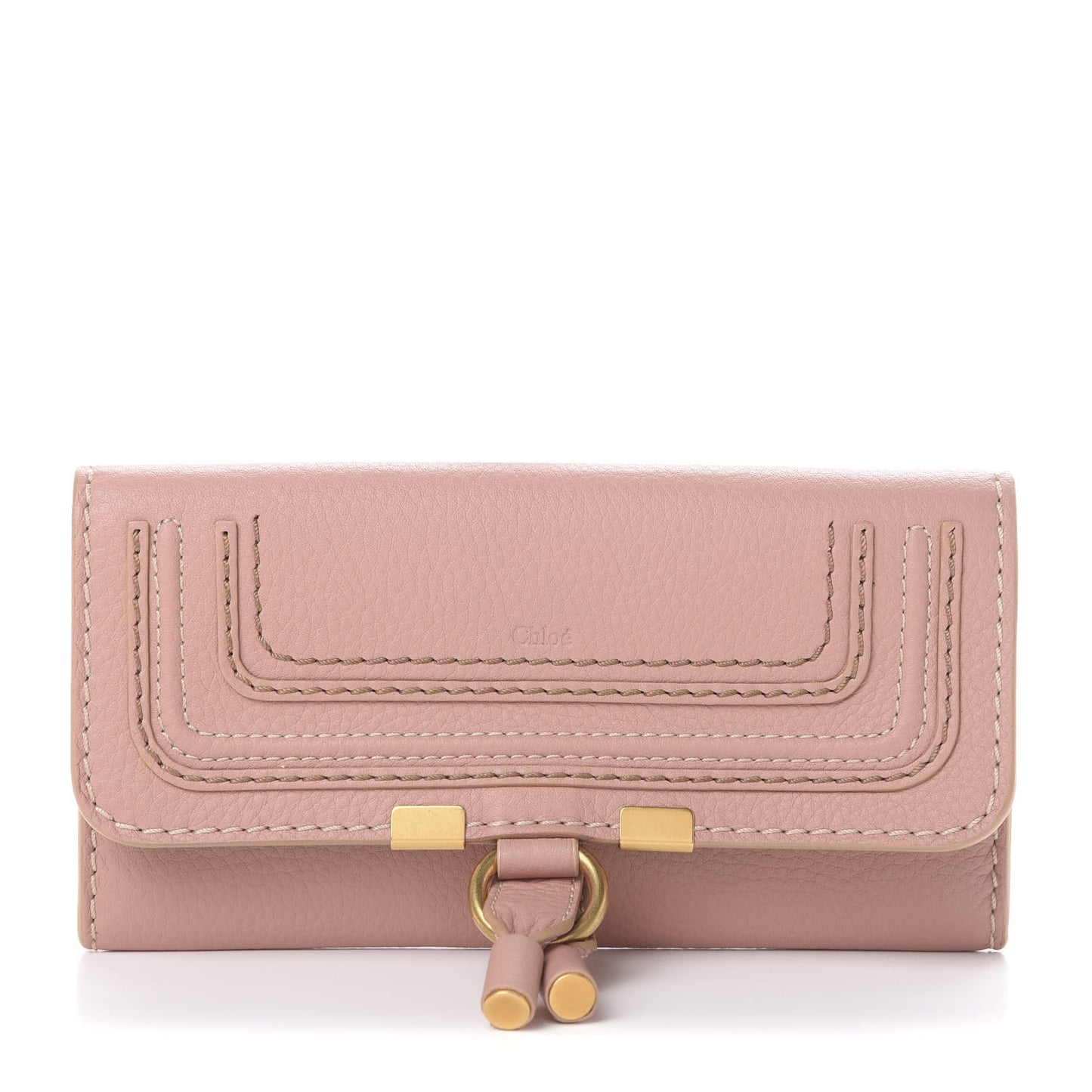 Calfskin Marcie Long Continental Flap Wallet Fallow Pink