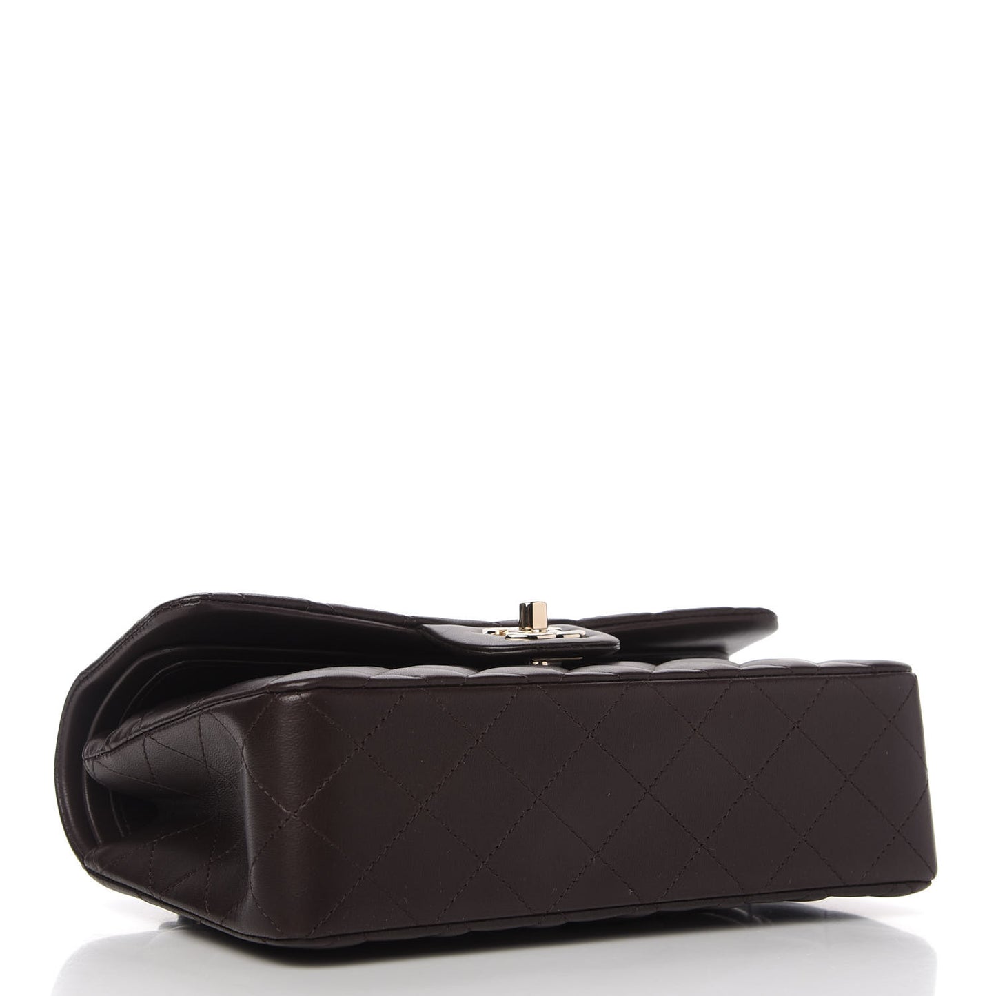 Lambskin Quilted Small Double Flap Brown