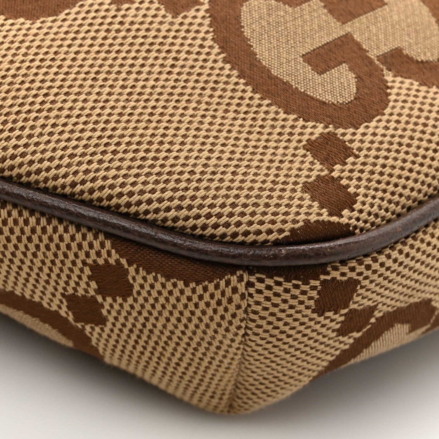 Gucci Monogram Jumbo GG Textured Dollar Calfskin Web Belt Bag
