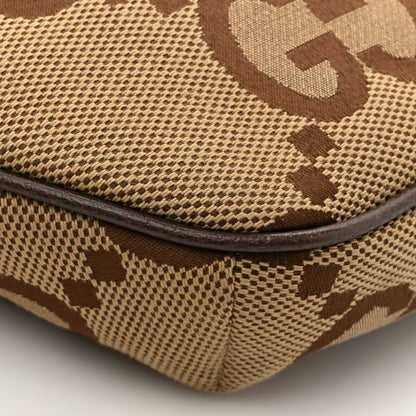 Gucci Monogram Jumbo GG Textured Dollar Calfskin Web Belt Bag Camel Ebony New Acero 12 of 12