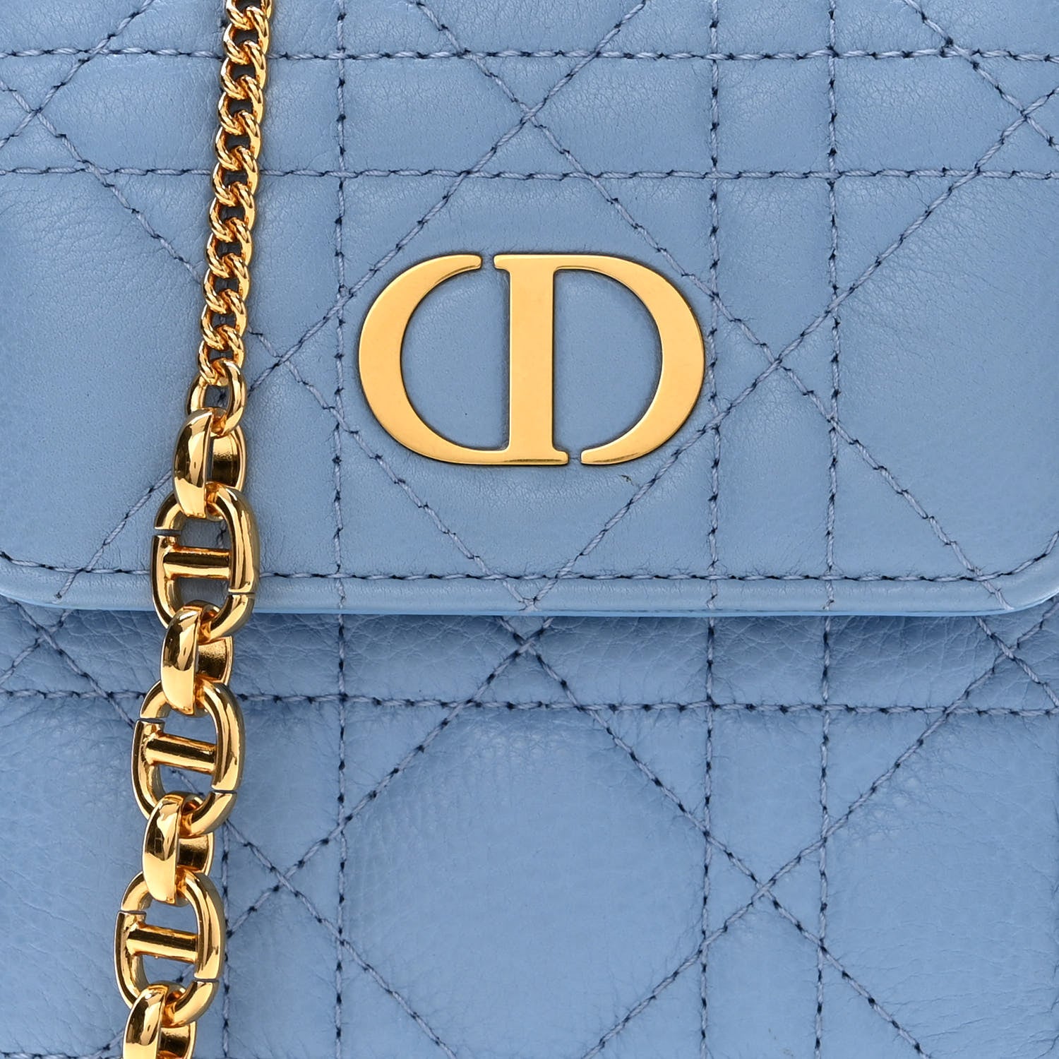 Christian Dior Grained Calfskin Cannage Caro Phone Pouch Holder Cornflower 8 of 10
