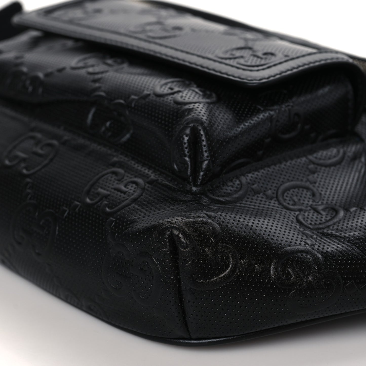 Calfskin GG Tennis Embossed Pocket Belt Bag Black