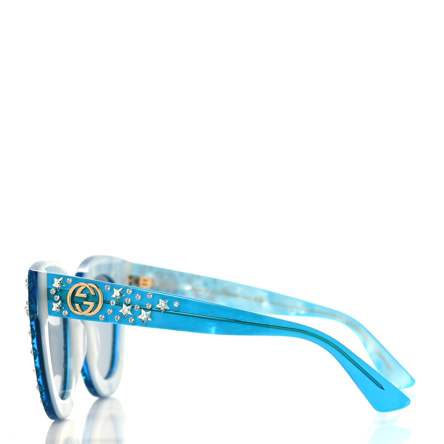 Acetate Crystal Oversize Star Sunglasses GG0116S Blue