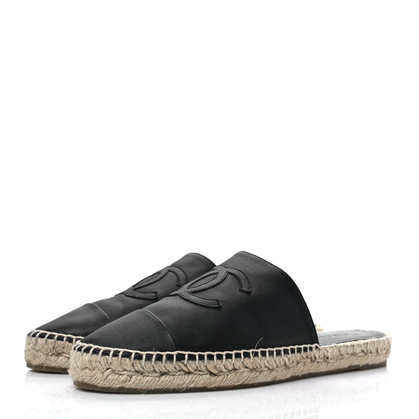 Calfskin CC Espadrille Mules 42 Black