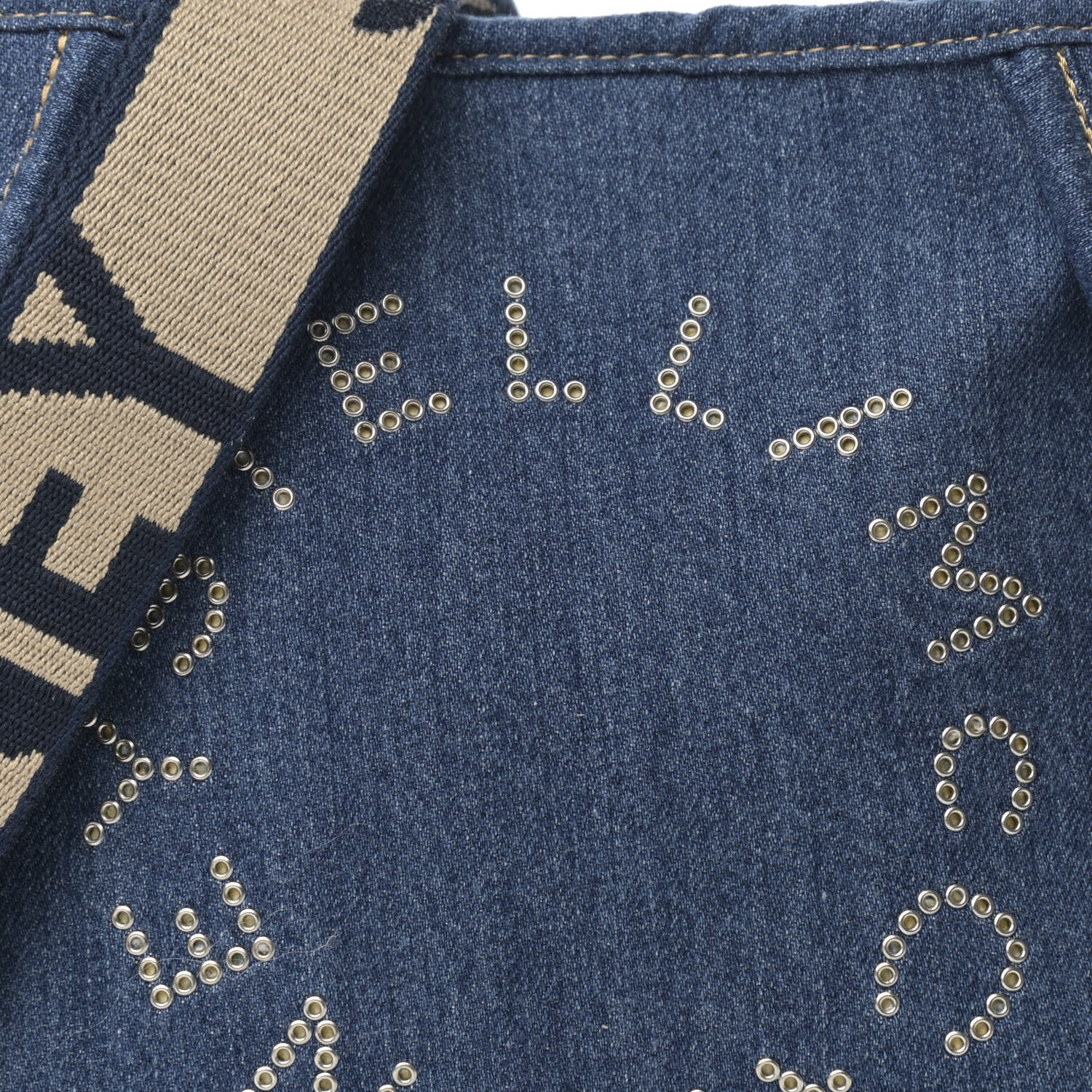 Stella McCartney Eco Alter Denim Perforated Logo Mini Crossbody Orion Blue 8 of 12