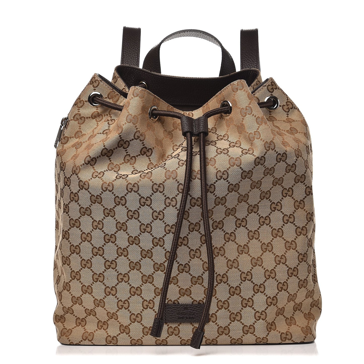 Monogram Dollar Calfskin O Drawstring Backpack Beige Ebony Testa di Moro Dark Chocolate