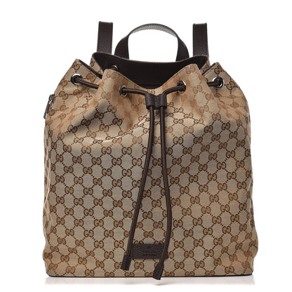 Gucci Monogram Dollar Calfskin O Drawstring Backpack Beige Ebony Testa di Moro Dark Chocolate 1 of 8