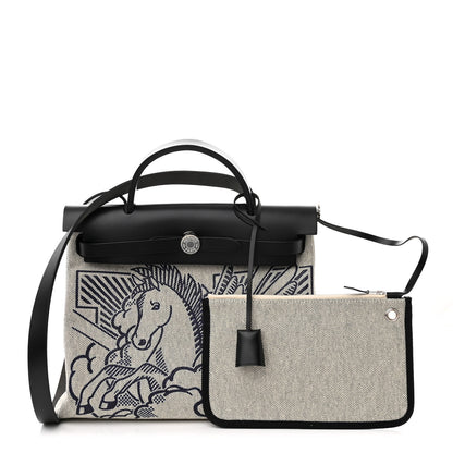 Hermes Vache Hunter Toile Pegase Pop Herbag Zip Retourne 31 PM Bleu Indigo 1 of 16