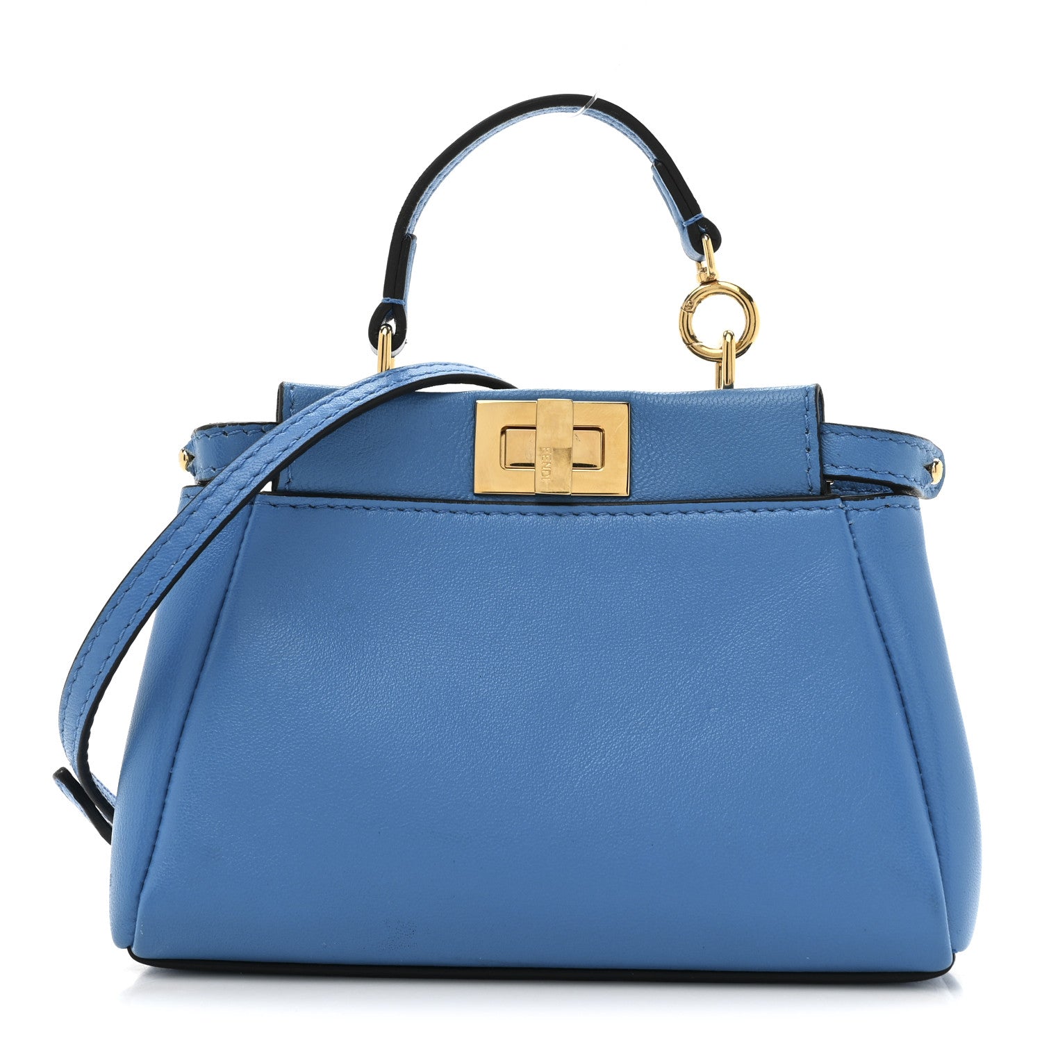 Fendi Shiny Nappa Micro Peekaboo Iconic Satchel Blue Royal 1 of 12
