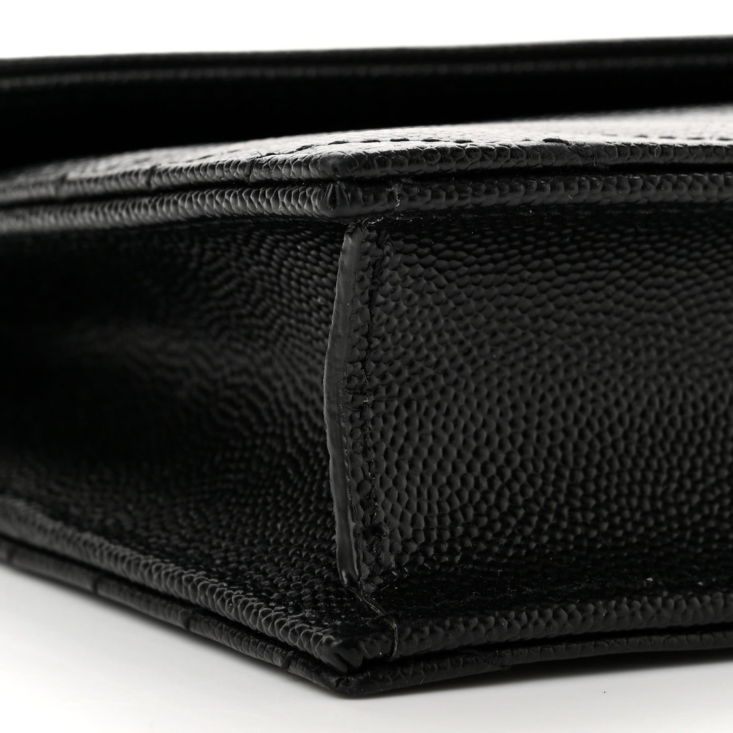 Grain De Poudre Matelasse Chevron Monogram Monochrome Envelope Chain Wallet Black