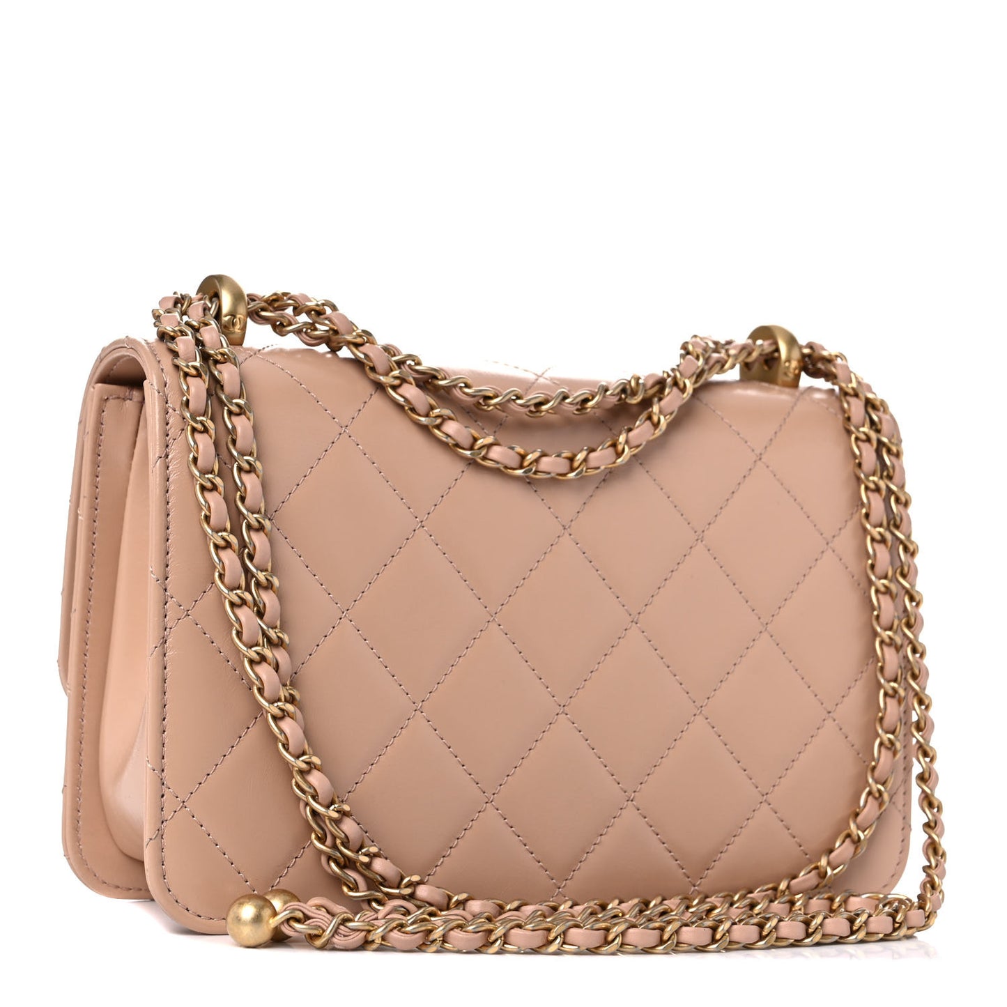 Calfskin Quilted Perfect Fit Flap Beige
