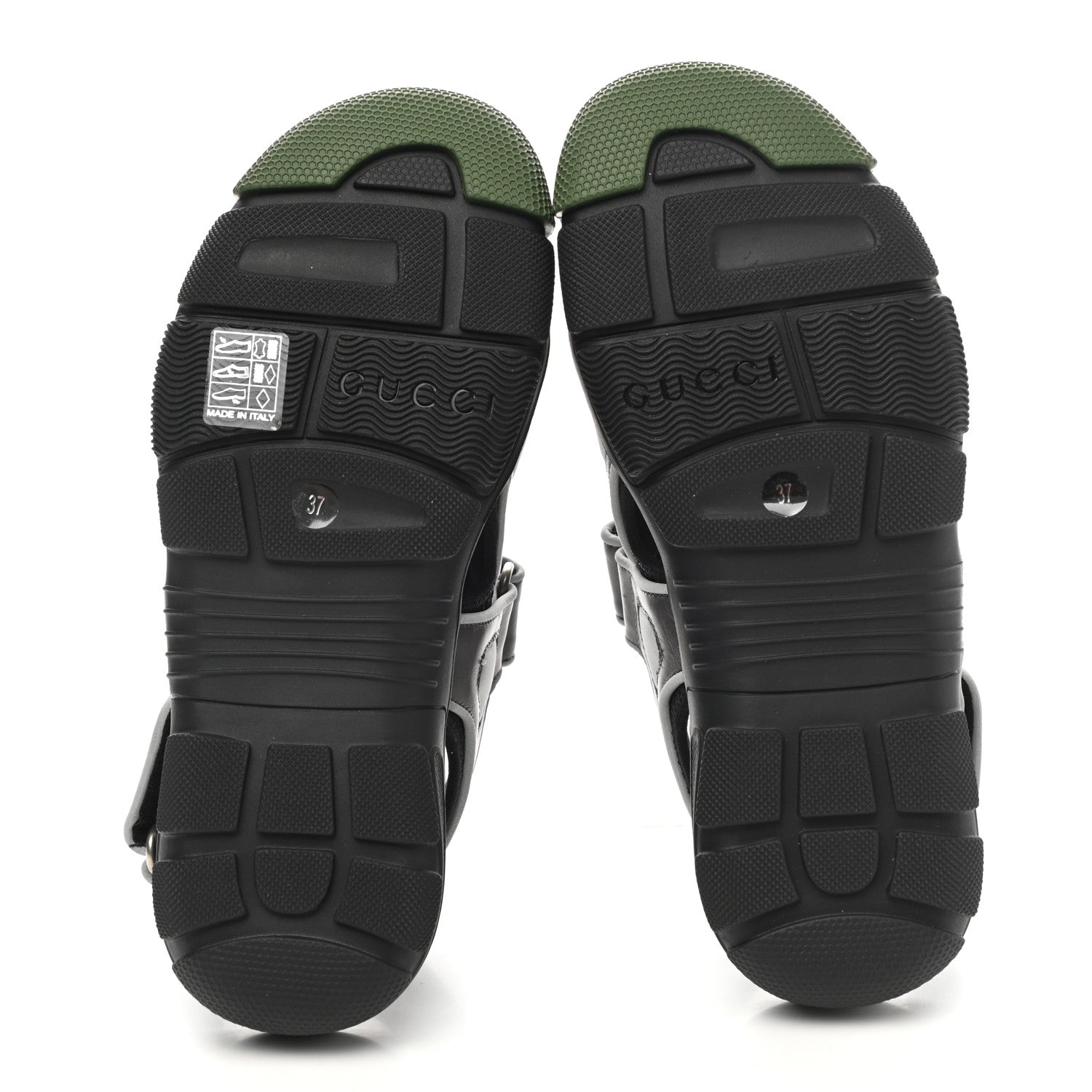 Gucci Mesh Fabric Tinsel Sport Sandals 37 Black Silver Green 5 of 8