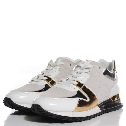 Louis Vuitton Suede Patent Calfskin Embossed Monogram Run Away Sneakers 39.5 White 3 of 9