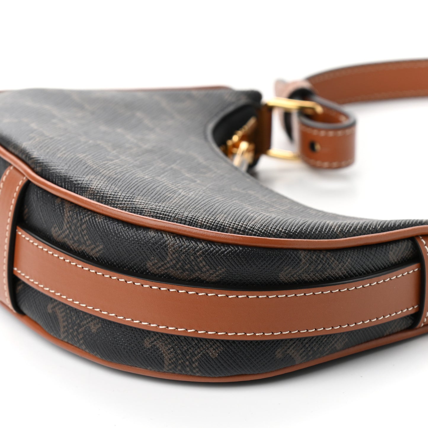 Canvas Calfskin Mini Ava Triomphe Shoulder Bag Tan