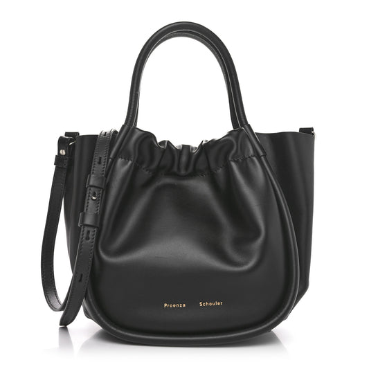 Calfskin Small Ruched Tote Black